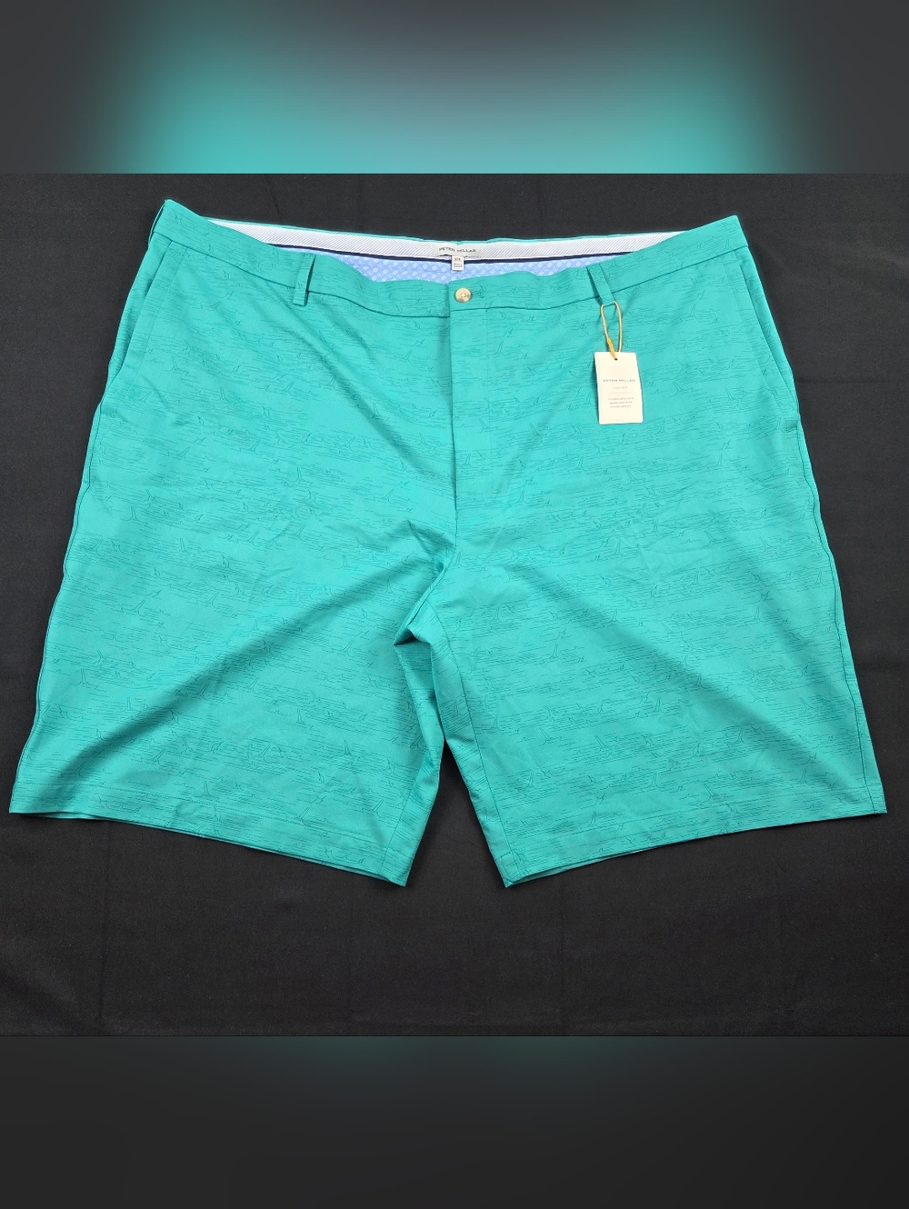 Peter Millar Crown Sport Shorts Mens Size 48 Green Marlin Print Salem Stretch